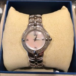 ESQ watch silver with Diamonds & mother pearl face